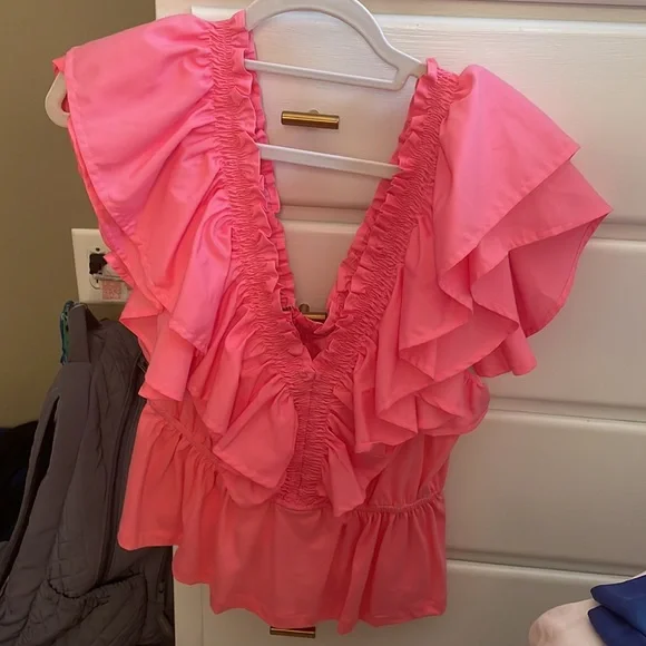 PINK RUFFLED TOP - Picture 2 of 3